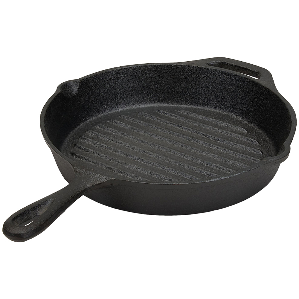 Living and Home Cast Iron Grill Pan with Pouring Spout Image 2