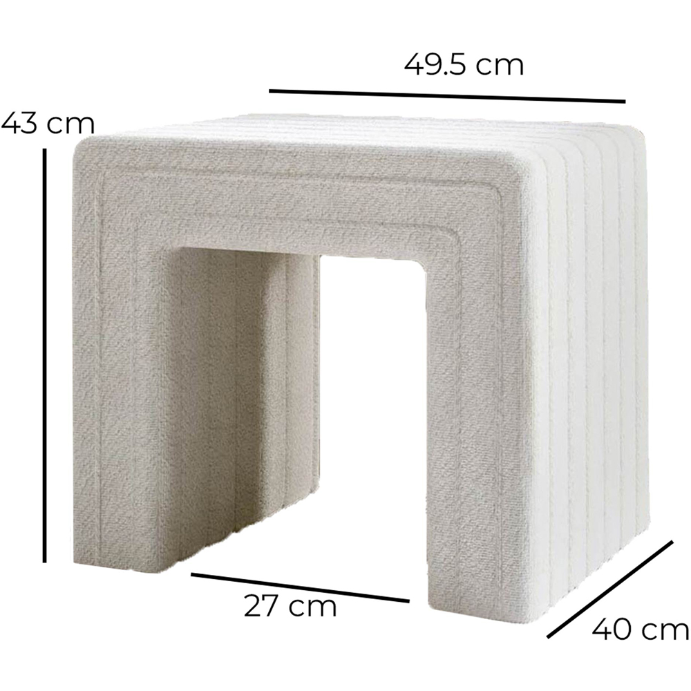 CARME Home Aspen Ivory Bouclé Stool Image 7
