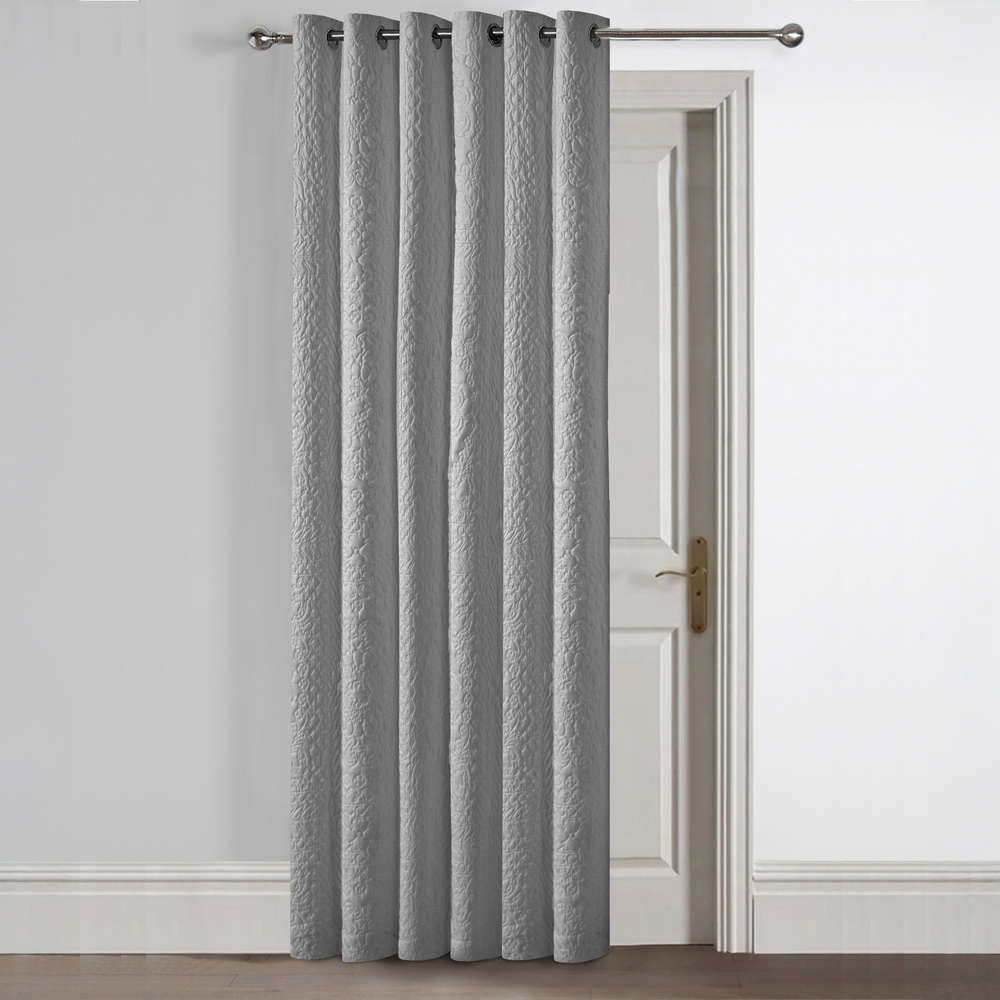 Velosso Winchester Grey Pinsonic Blackout Door Curtain Panel 117 x 213cm Image