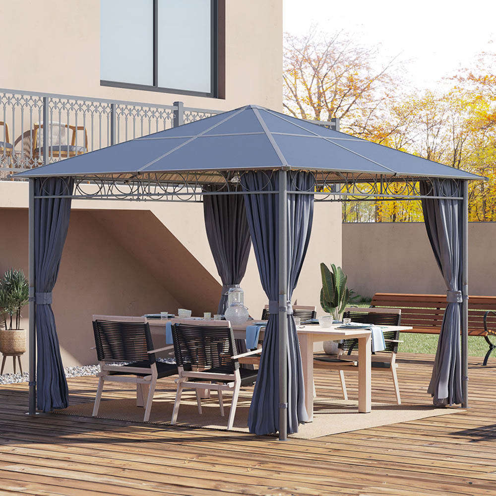 3x3m Hardtop Gazebo Grey Image 1