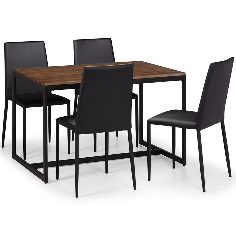 Julian Bowen Tribeca Jazz 4 Seater Dining Set Walnut and Black Image 2