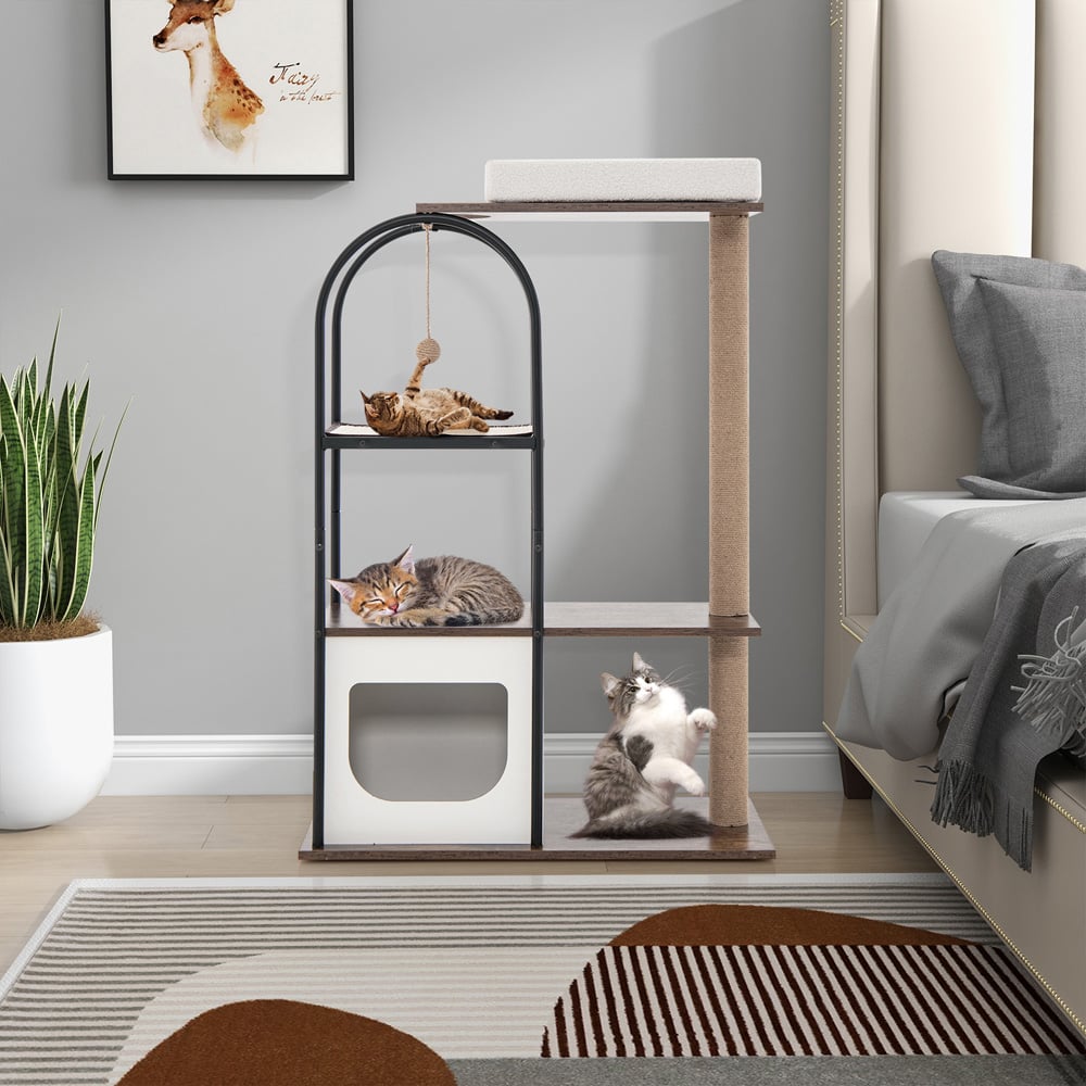 Costway 4 Tier White Cat Tree Tower 118cm Image 8