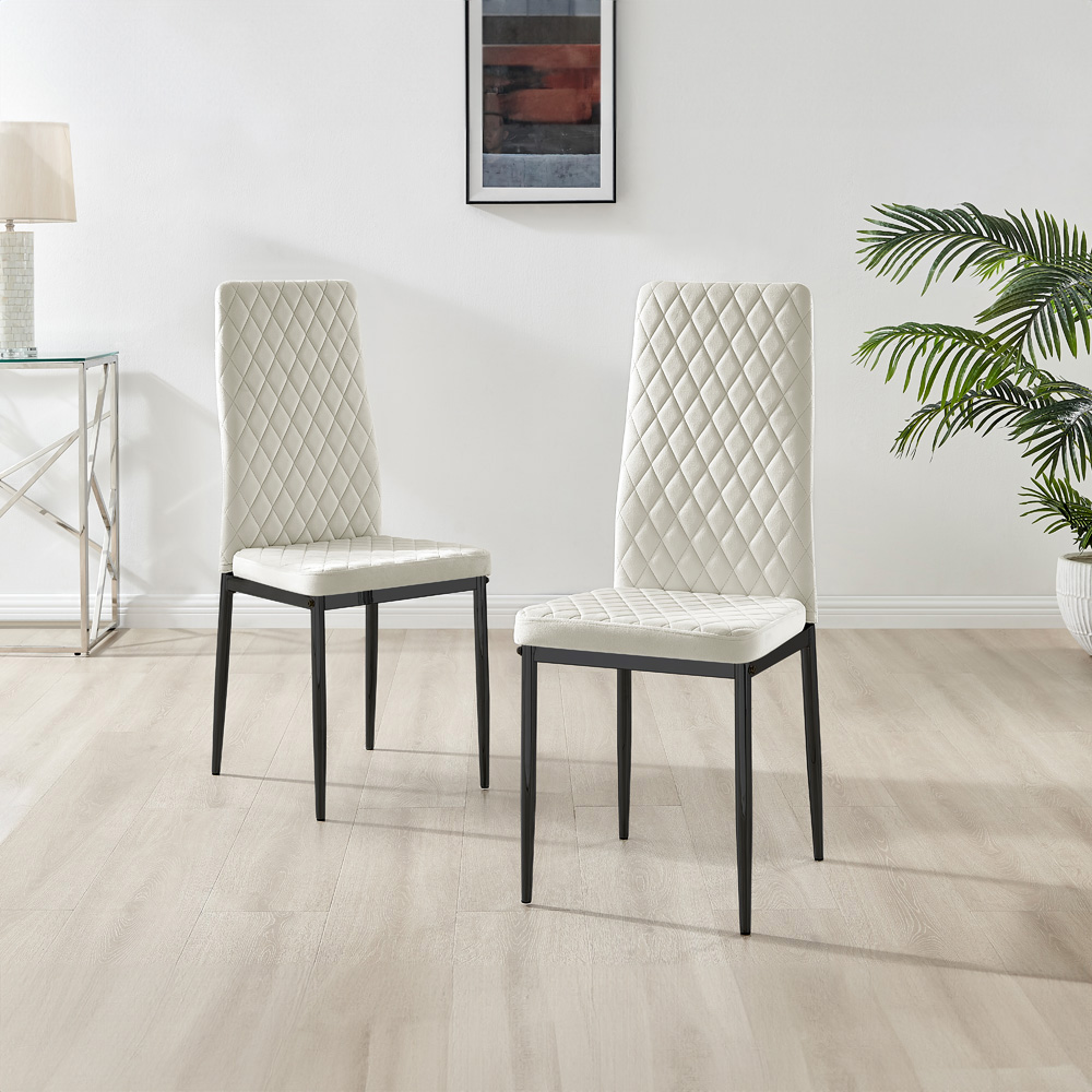 Furniturebox Arona Valera 4 Seater Round Dining Set Cream and Black Image 3