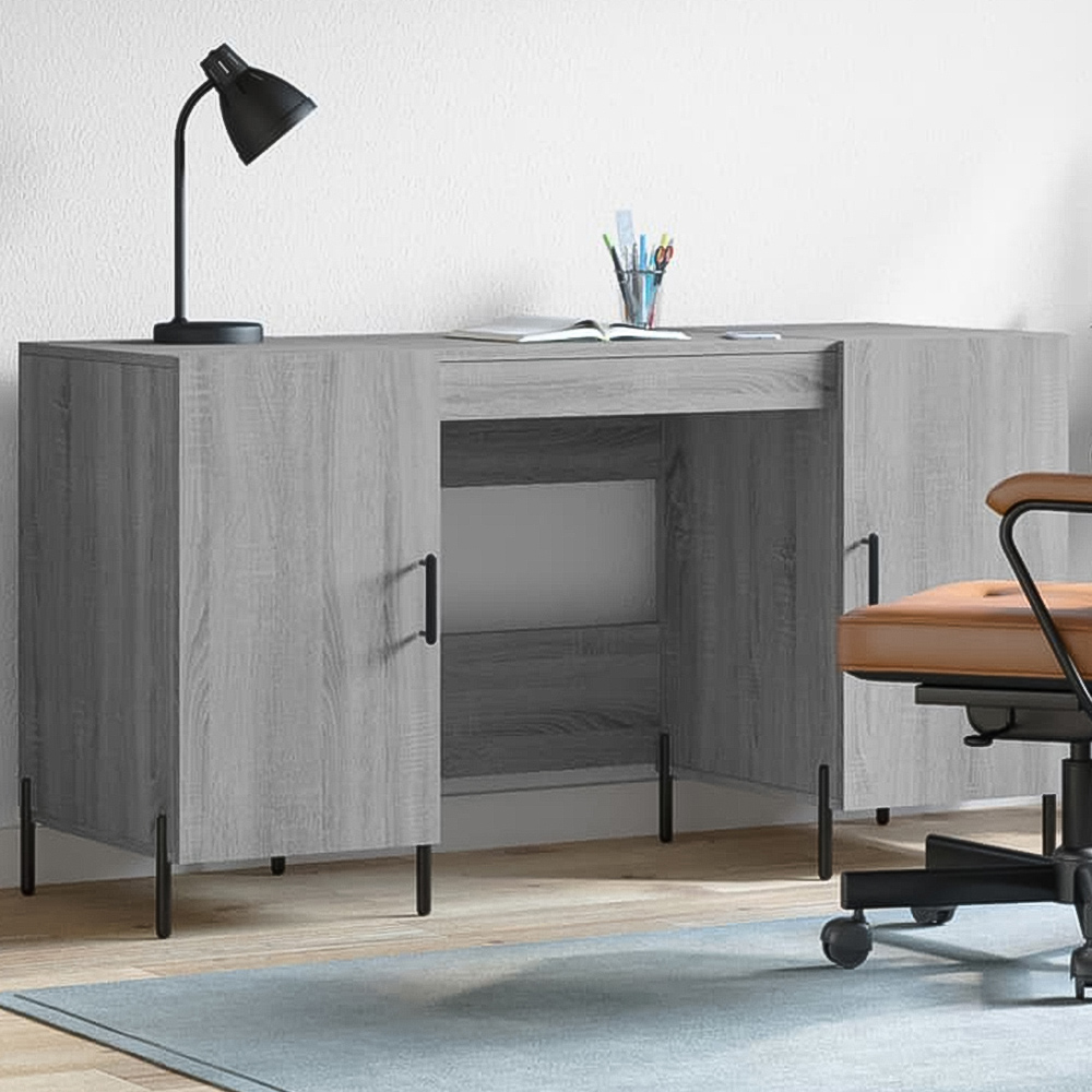 vidaXL 2 Door Computer Desk Grey Sonoma Image 1