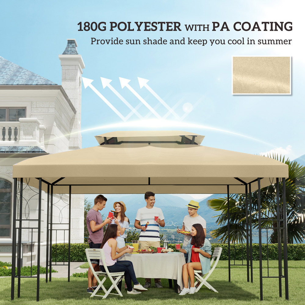 Outsunny 3 x 4m Cream White 2 Tier Gazebo Replacement Canopy Image 6