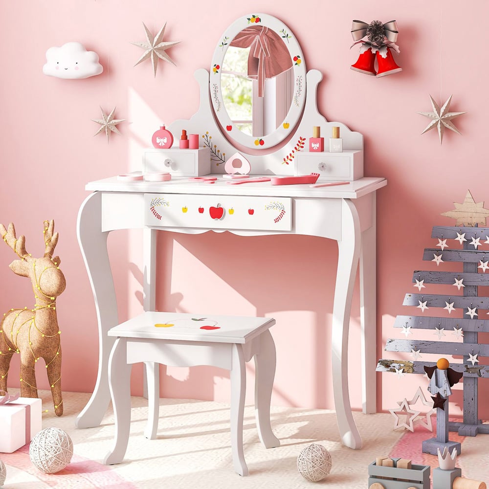 Costway White Princess Vanity Playset Image 1