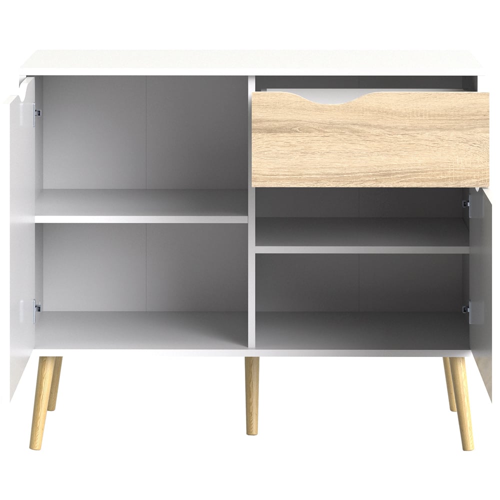 Florence 2 Door Single Drawer White and Oak Sideboard Image 5