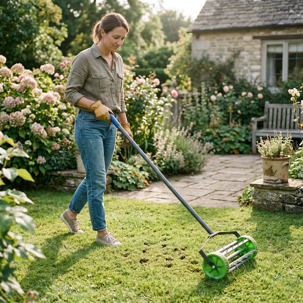 Harbour Housewares Green Rolling Lawn Aerator 40cm x 1.4m Image 5