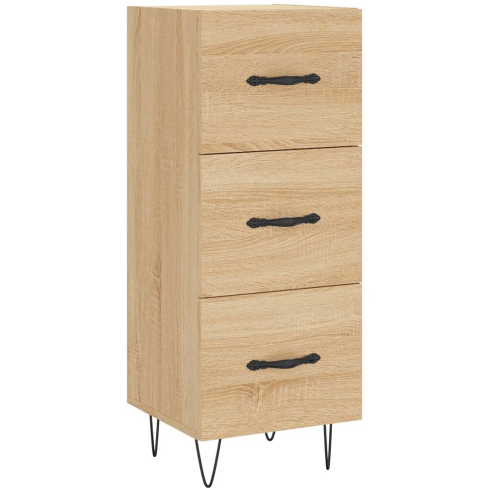 vidaXL 3 Drawer Sonoma Oak Sideboard with Metal Legs and Handles Image 2