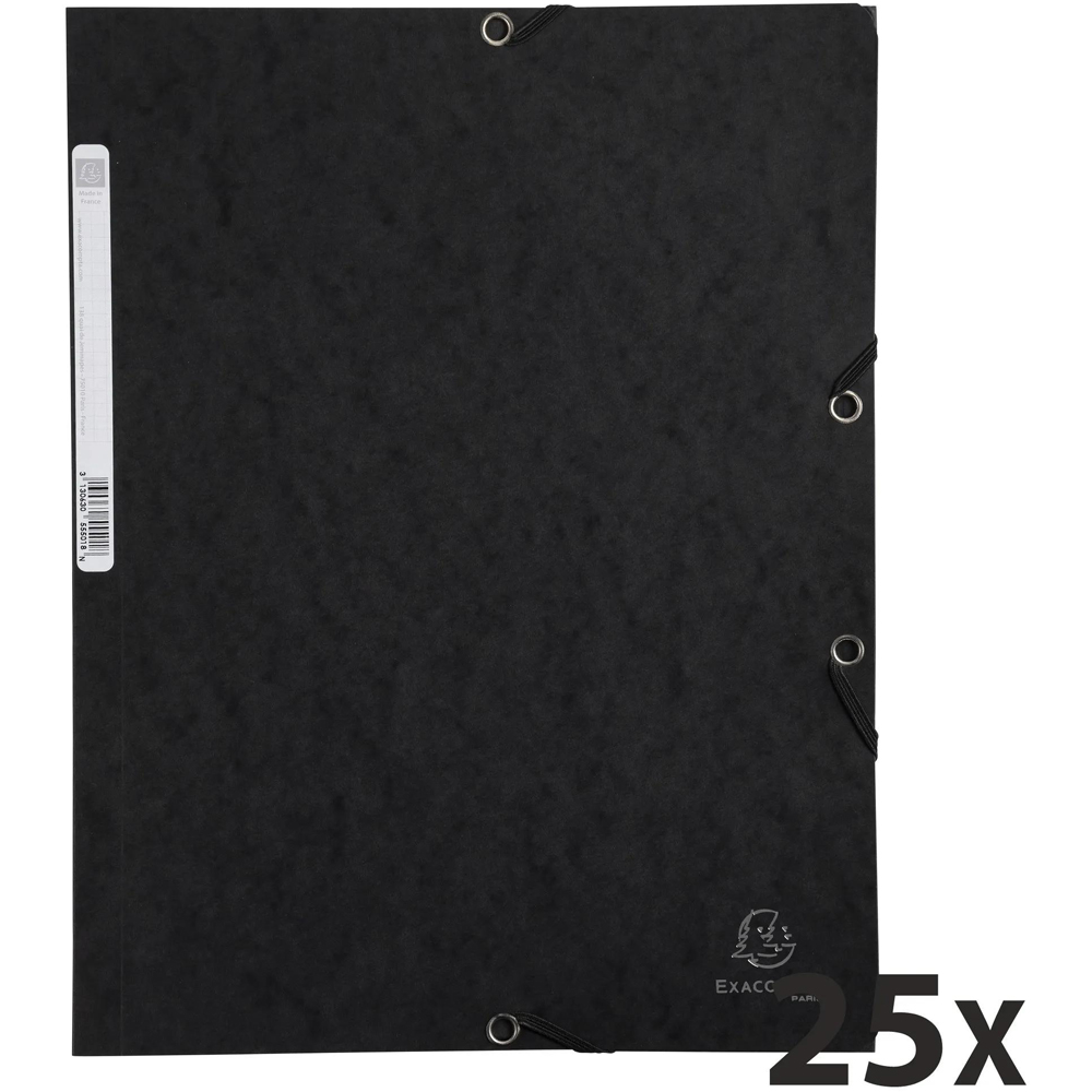 Exacompta A4 400gsm Black Elasticated 3 Flap Folder 25 Pack Image 7