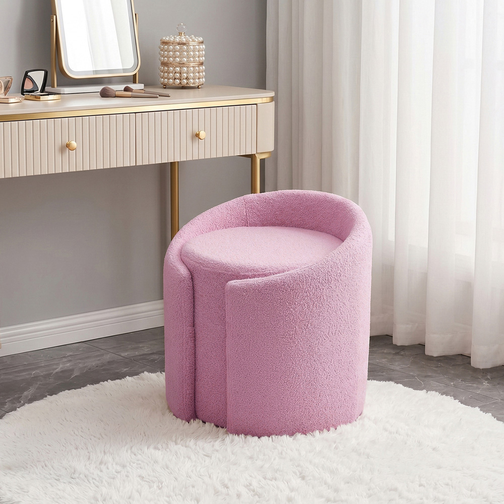 Living and Home Purple Teddy Fleece Round Tub Makeup Stool Image 8