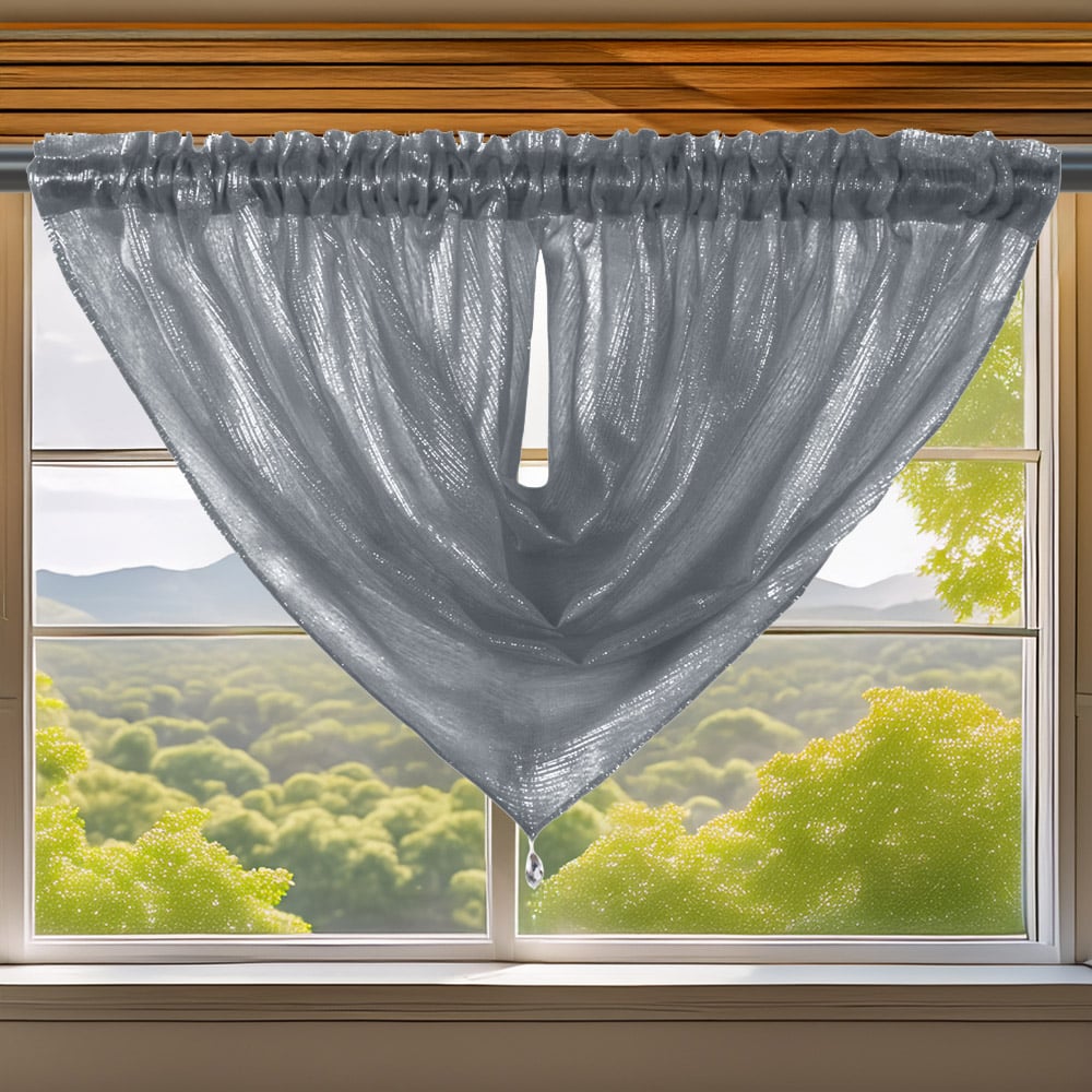 Velosso Alessandria Charcoal Slot Top Swag Voile Panel Curtain 112 x 99cm Image 1
