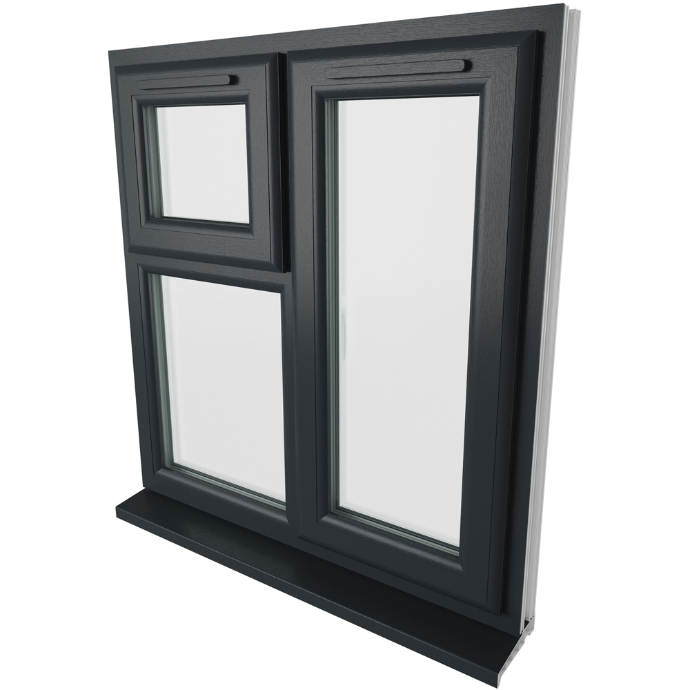 Crystal uPVC Double Glazed Window RH Side Hung and Top Opener Grey White Clear Glass 905x965mm Image 9