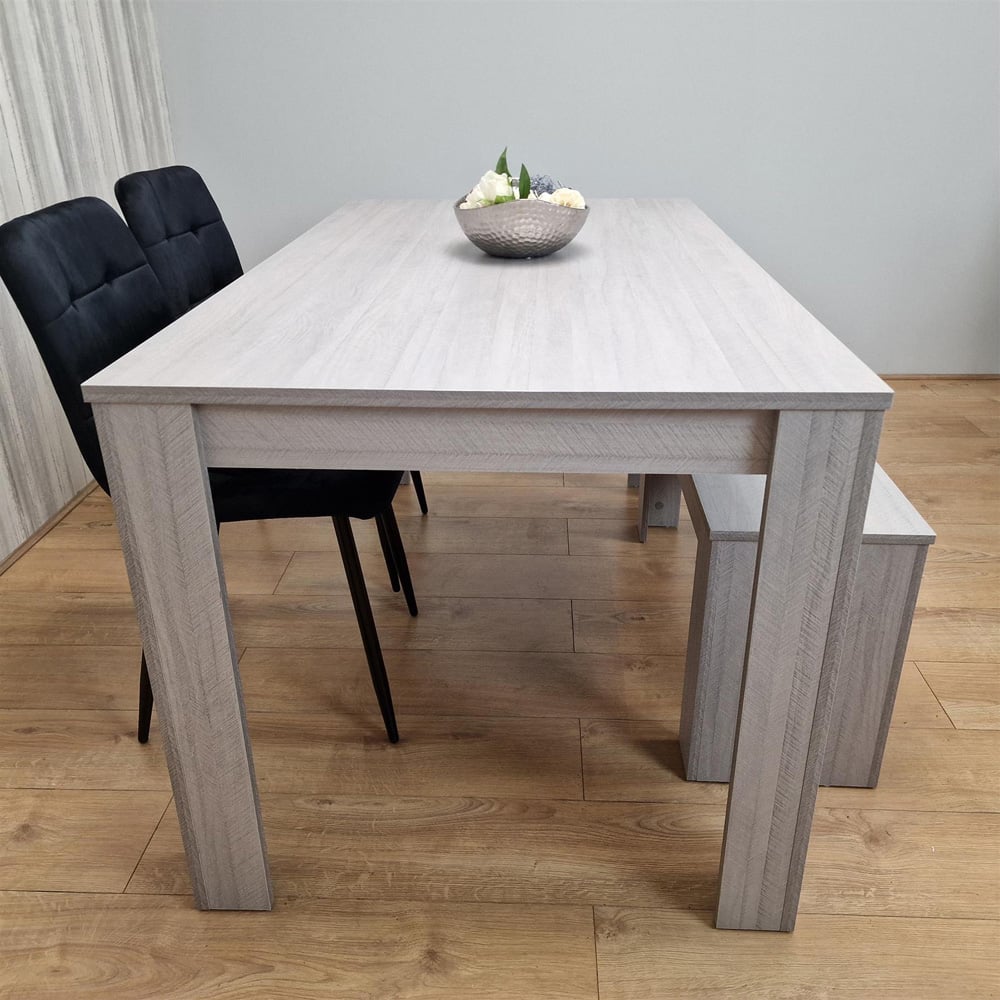 Portland 4 Seater Square Velvet Dining Table Set Arrow Grey and Black Image 6