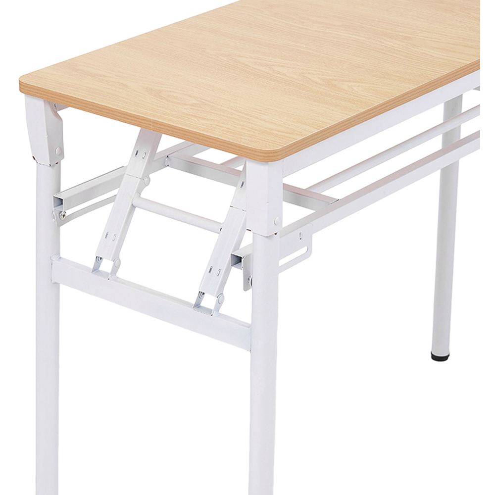 Living and Home Single Shelf Metal Frame Foldable Laptop Desk Natural 100cm Image 3