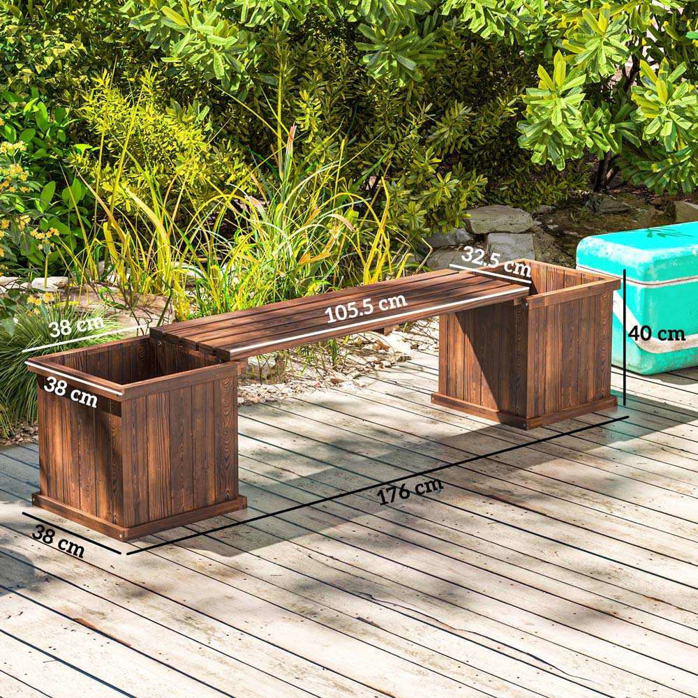 Outsunny Wooden Raised Garden Bed with Bench 40 x 38 x 176cm Image 9