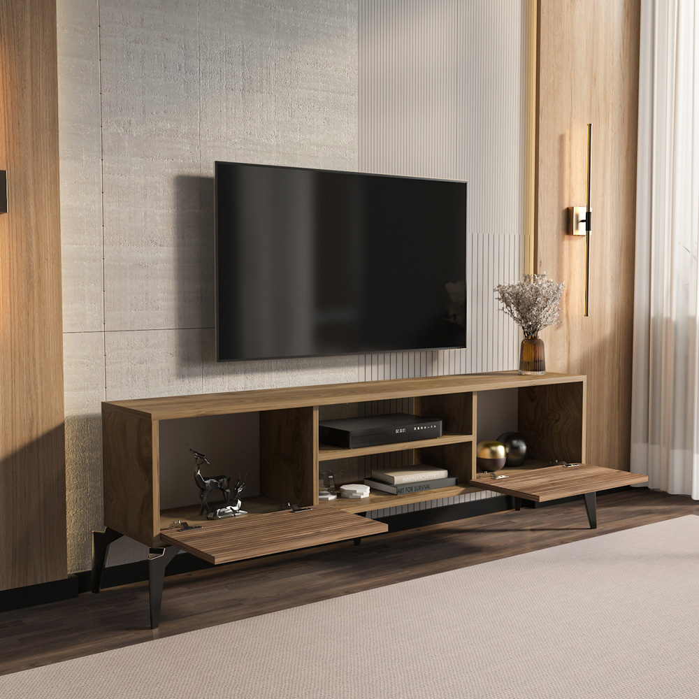 Decorotika Lojo 2 Door 2 Shelf Oud Alina TV Stand for 71 inch TV Image 4