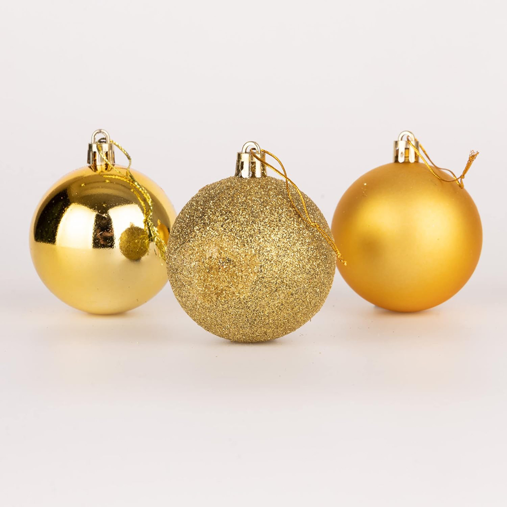 Shatchi 6cm Deep Gold Shatterproof Christmas Baubles 6 Pack Image 4
