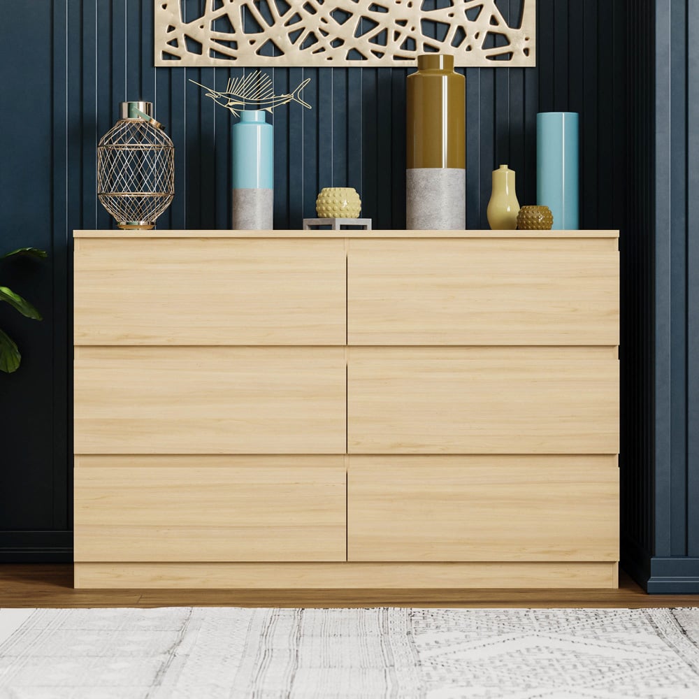 Vida Designs Denver 6 Drawer Pine Chest of Drawers Image 6