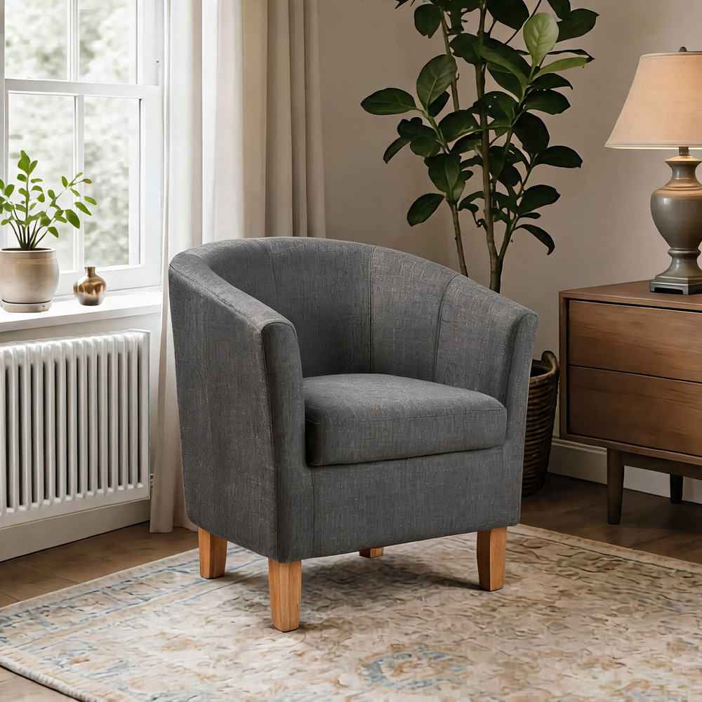 Home Source Bedford Charcoal Padded Tub Chair Image 6