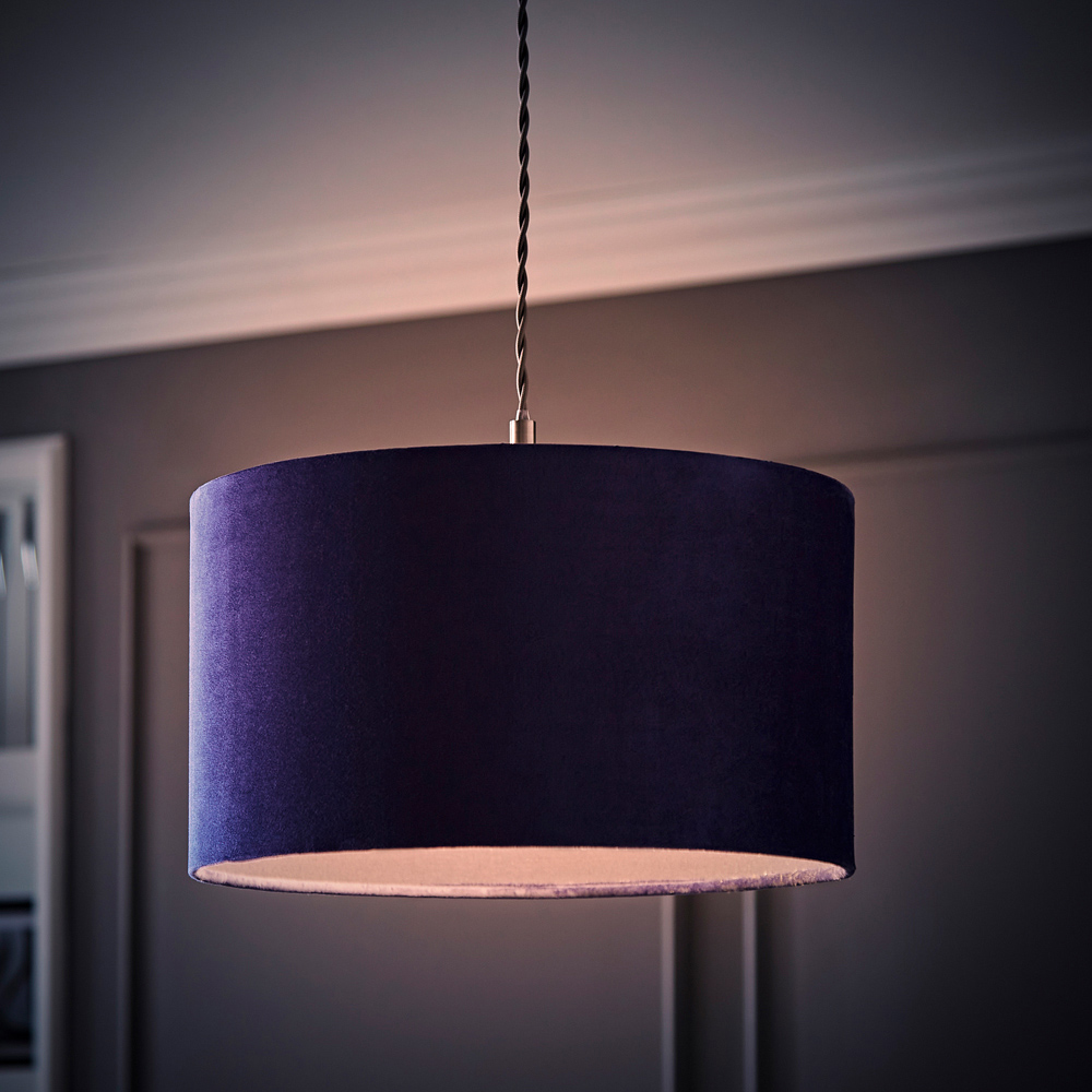 ValueLights Reni Navy Velvet Drum Ceiling Lamp Shade 35cm Image 6