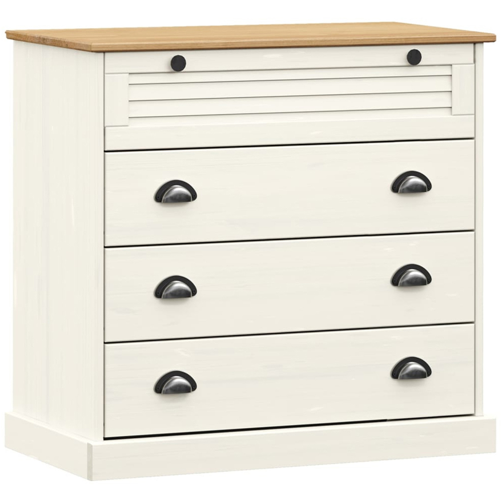 vidaXL Vigo 4 Drawer White Solid Pine Wood Chest of Drawers Image 2