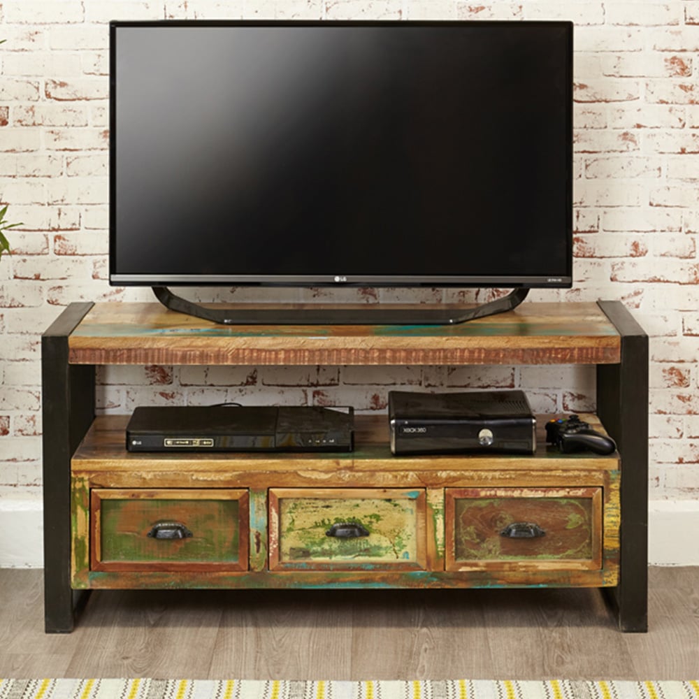 Baumhaus Urban Chic 3 Drawer Single Shelf TV Unit Image 3