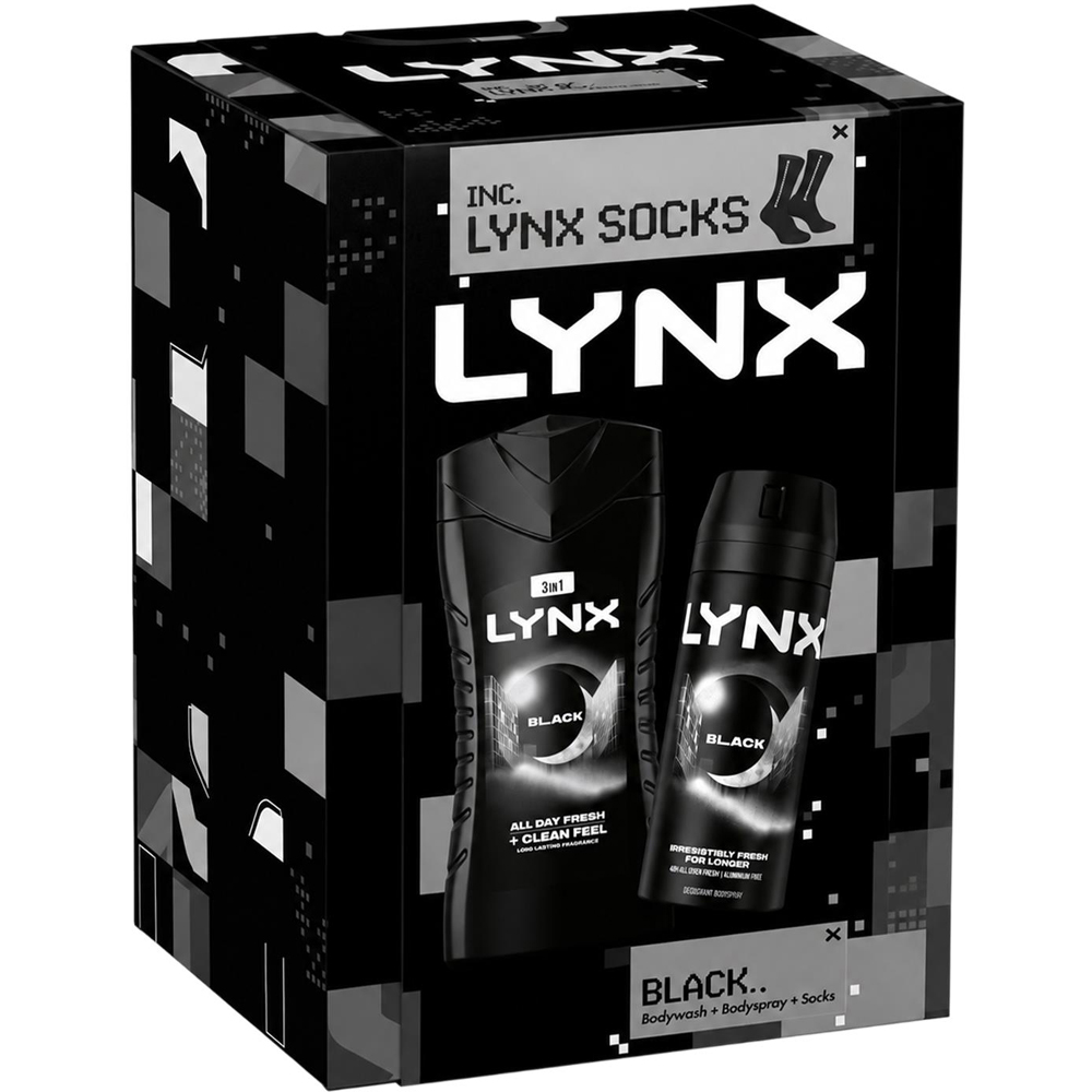 Lynx Black Duo and Socks Gift Set 3 Pack Image 8