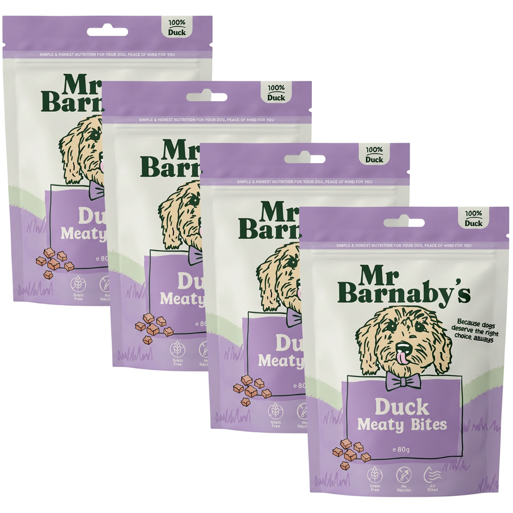 Mr Barnaby's Duck Meaty Bites Dog Treats 80g 4 Pack Image 1