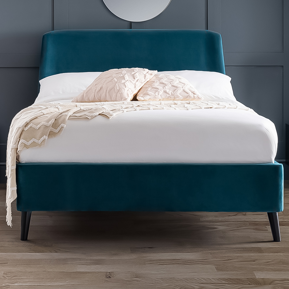 Julian Bowen Frida King Size Teal Curved Velvet Bed Frame Image 1