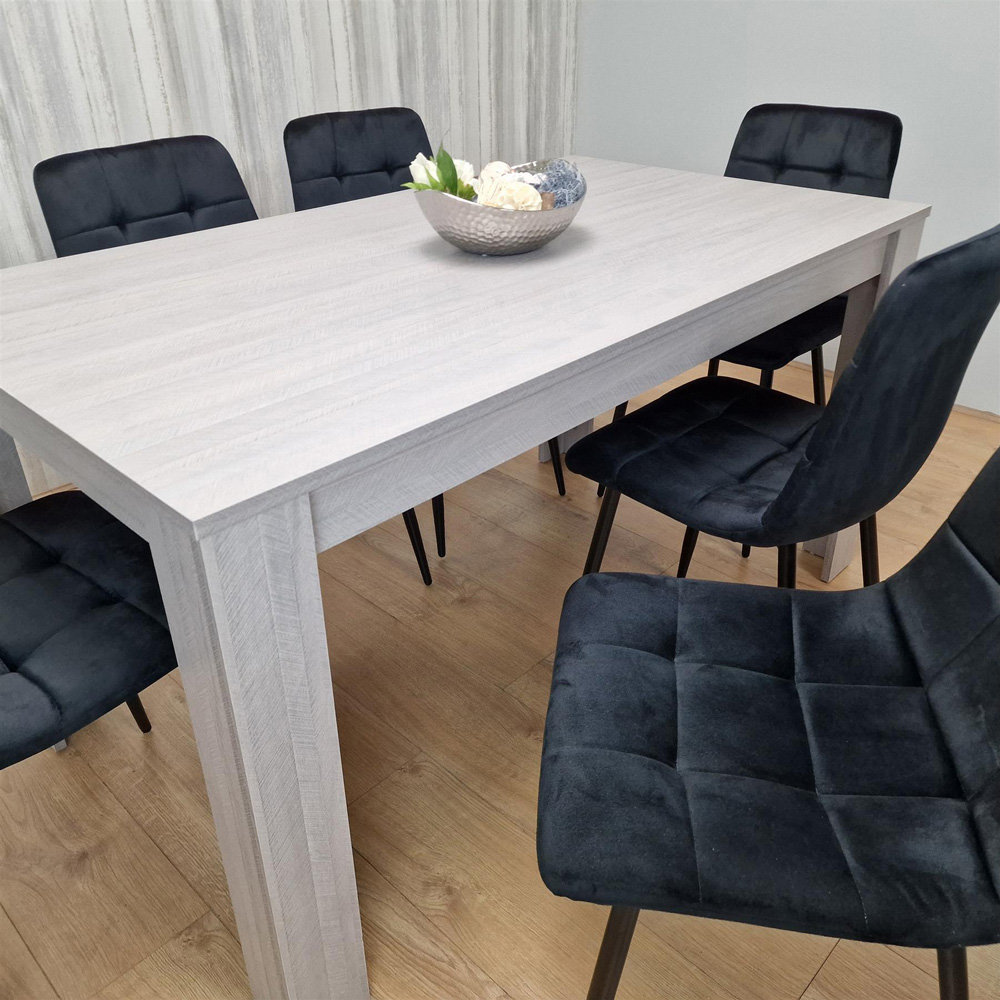Portland 6 Seater Velvet Dining Set Grey and Black Image 4
