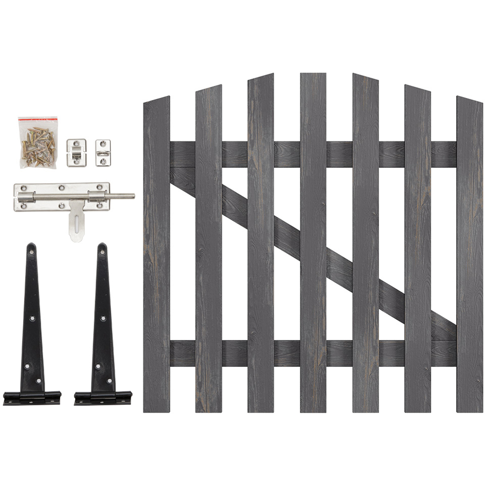 Outdoor Minimalist Grey Wooden Fence Gate, 90 x 90 x 2.5cm Image 5