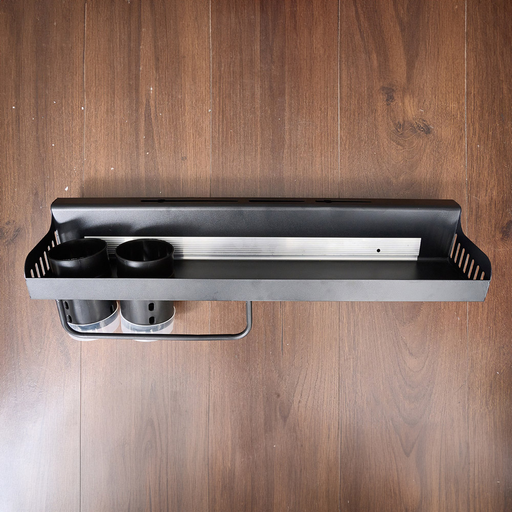 Living and Home Black Wall-Mounted Multi-functional Kitchen Utensil Storage Rack Image 2
