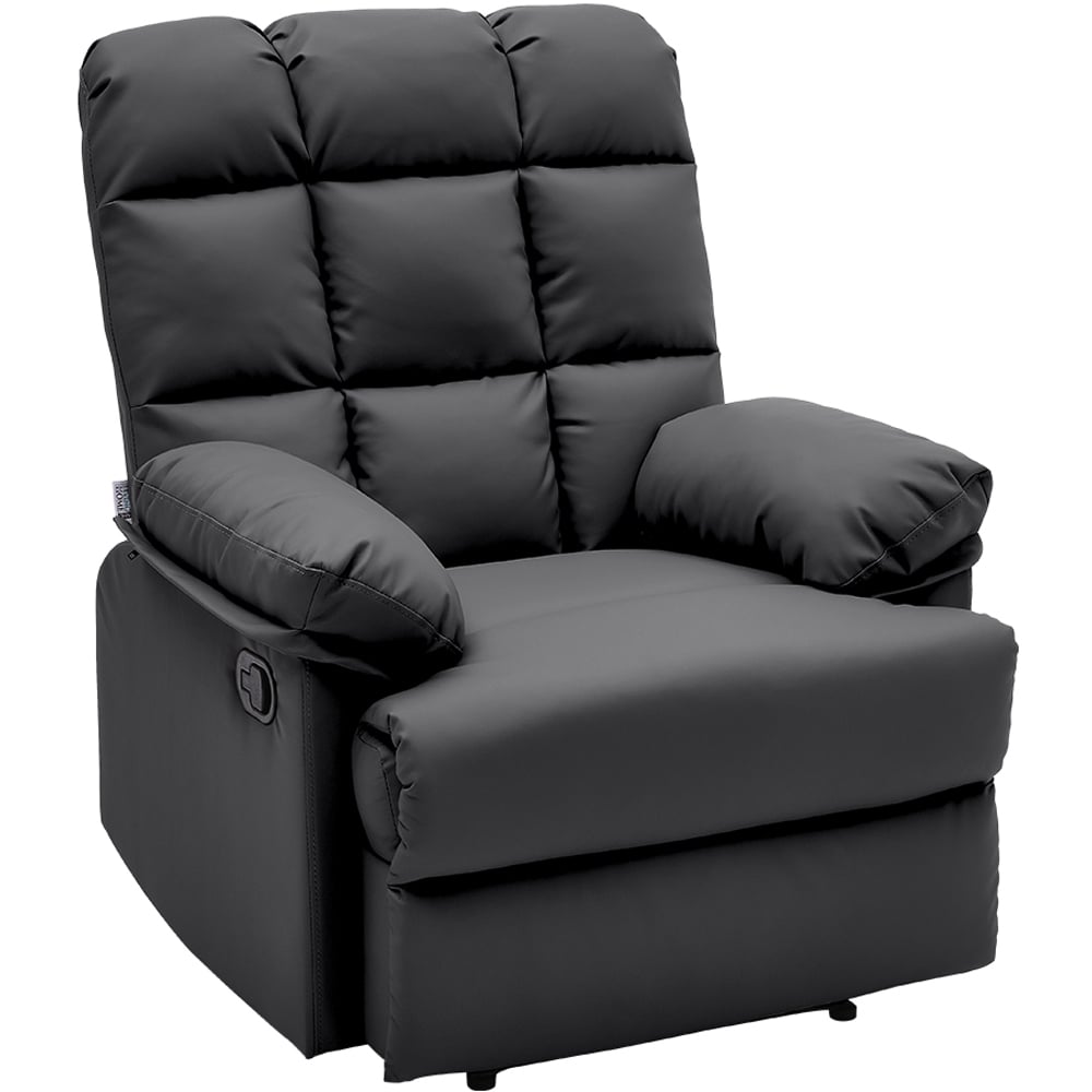 Living and Home Black Tufted Faux Leather Recliner with Control Switch ...