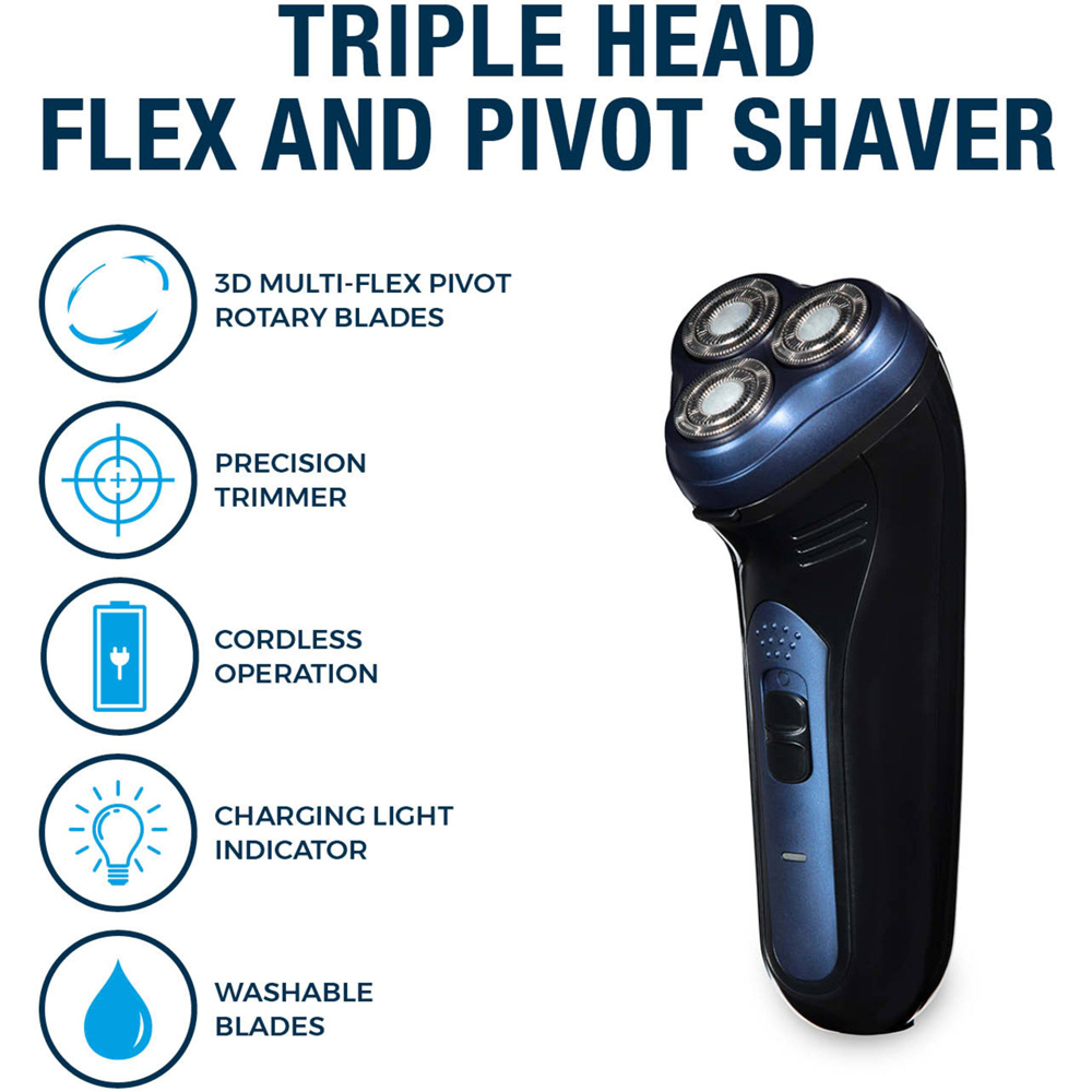 Carmen Mens Signature Triple Shaver Black and Blue Image 3