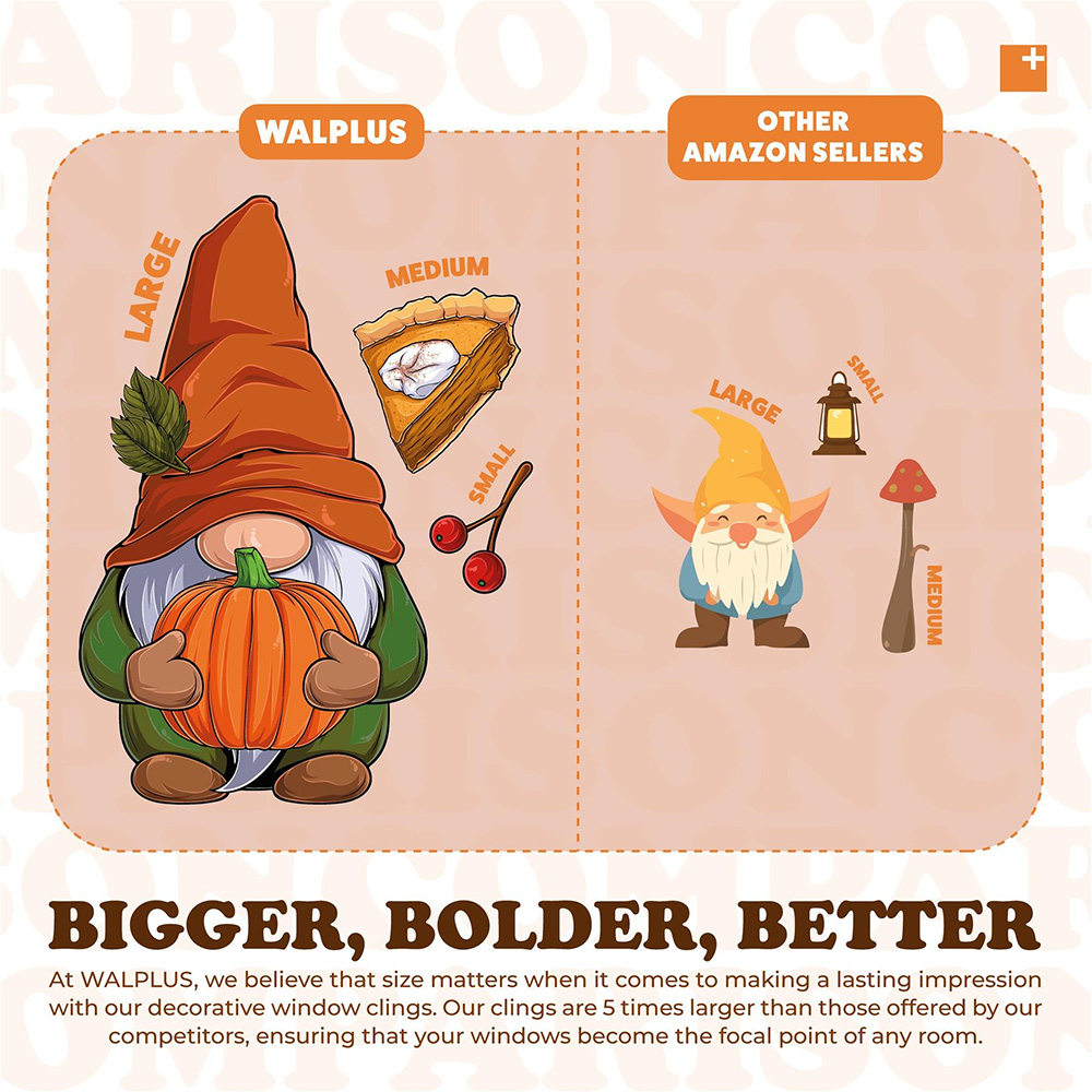 Walplus Halloween 102 Piece Thanksgiving Gnomes and Window Cling Set Image 5