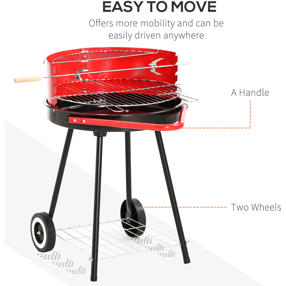 Outsunny 3 Layer Red Charcoal Barbecue Grill Image 4