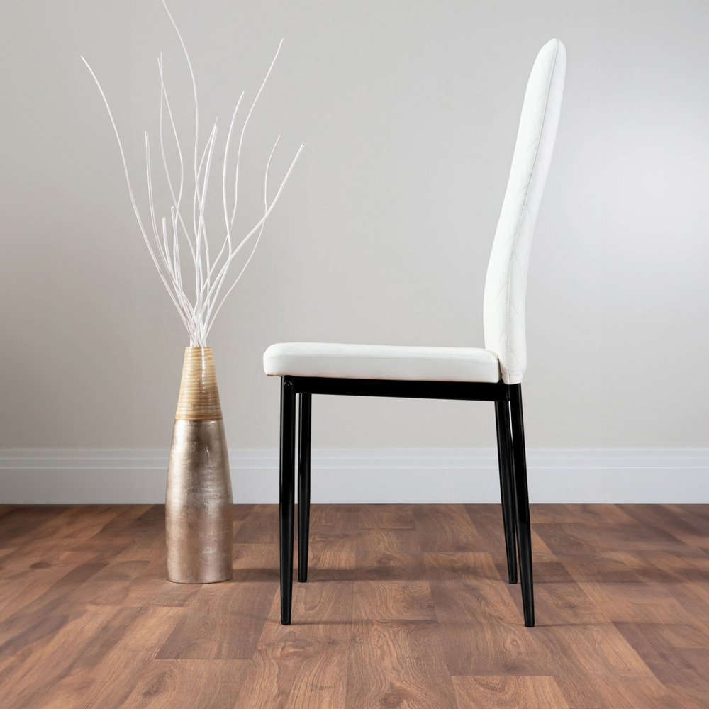 Furniturebox Fira Valera Wood Effect 4 Seater Round Dining Set Brown and White Image 4