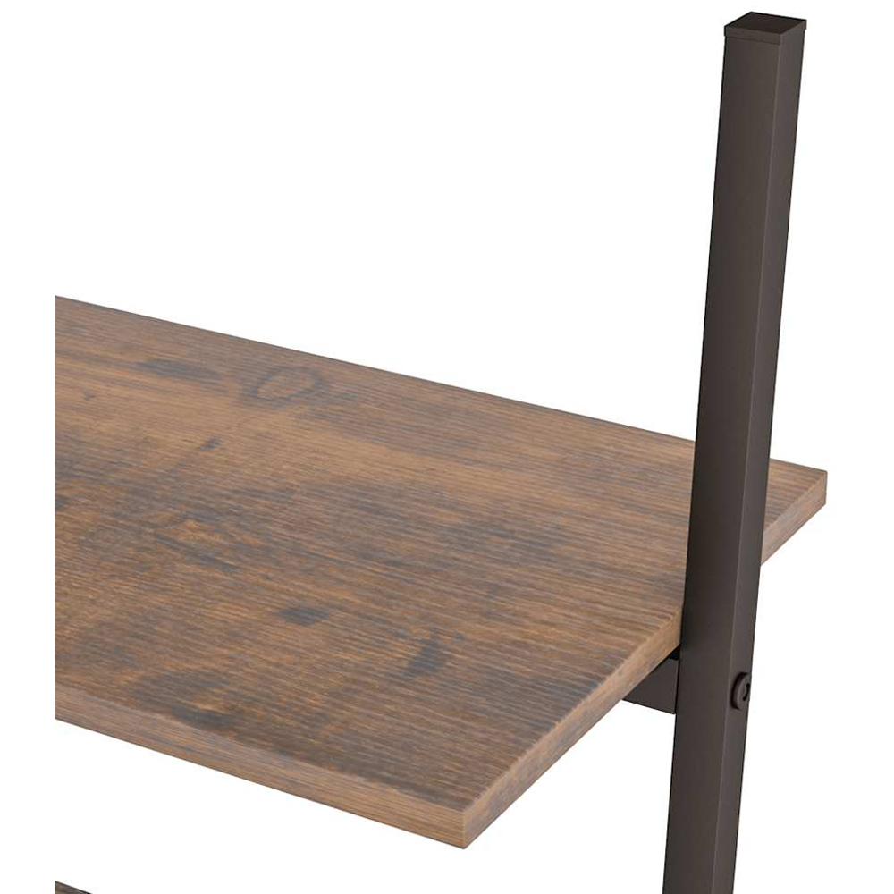 vidaXL 5-Tier Dark Brown and Black Leaning Shelf Image 5