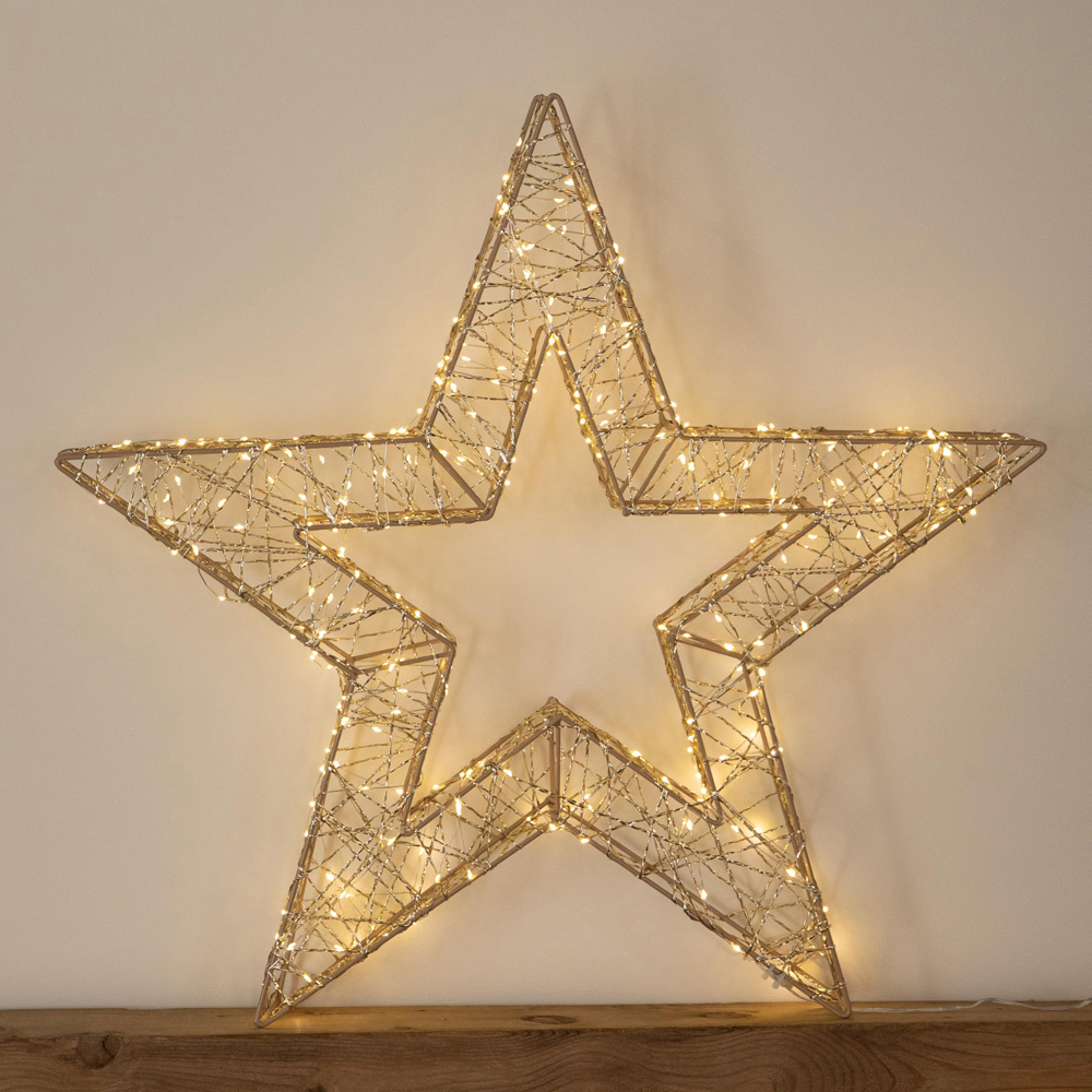 Samuel Alexander 300 Warm White LED Gold Star Christmas Decoration with Timer 70cm Image 1