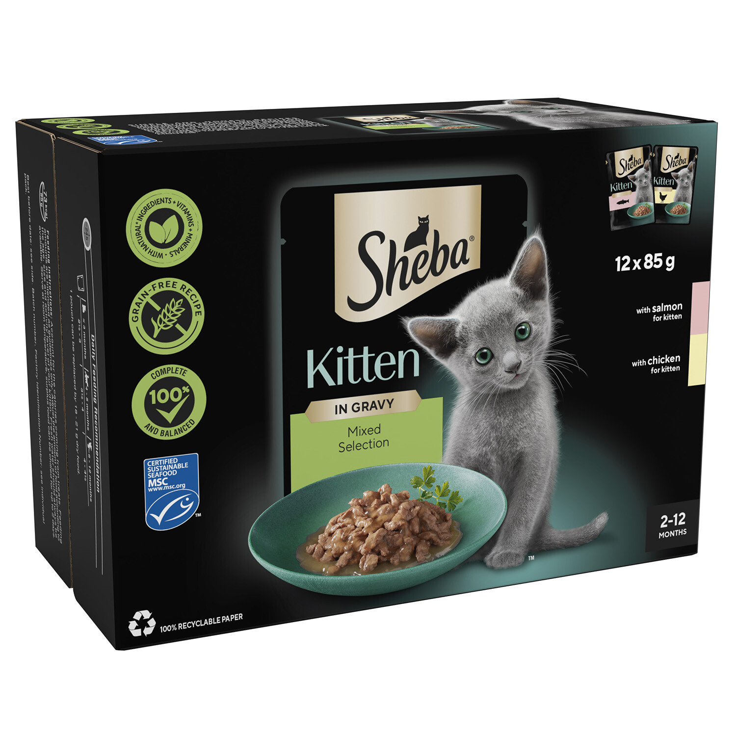 Sheba Mixed Selection Kitten Food Pouches in Gravy - 12 Image 2