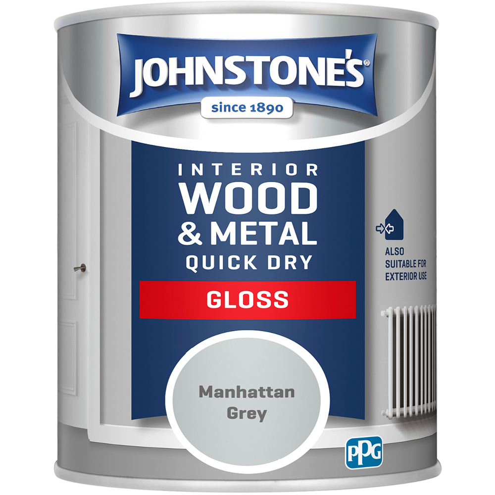 Johnstone's Quick Dry Wood and Metal Manhattan Grey Paint 750ml Image 2