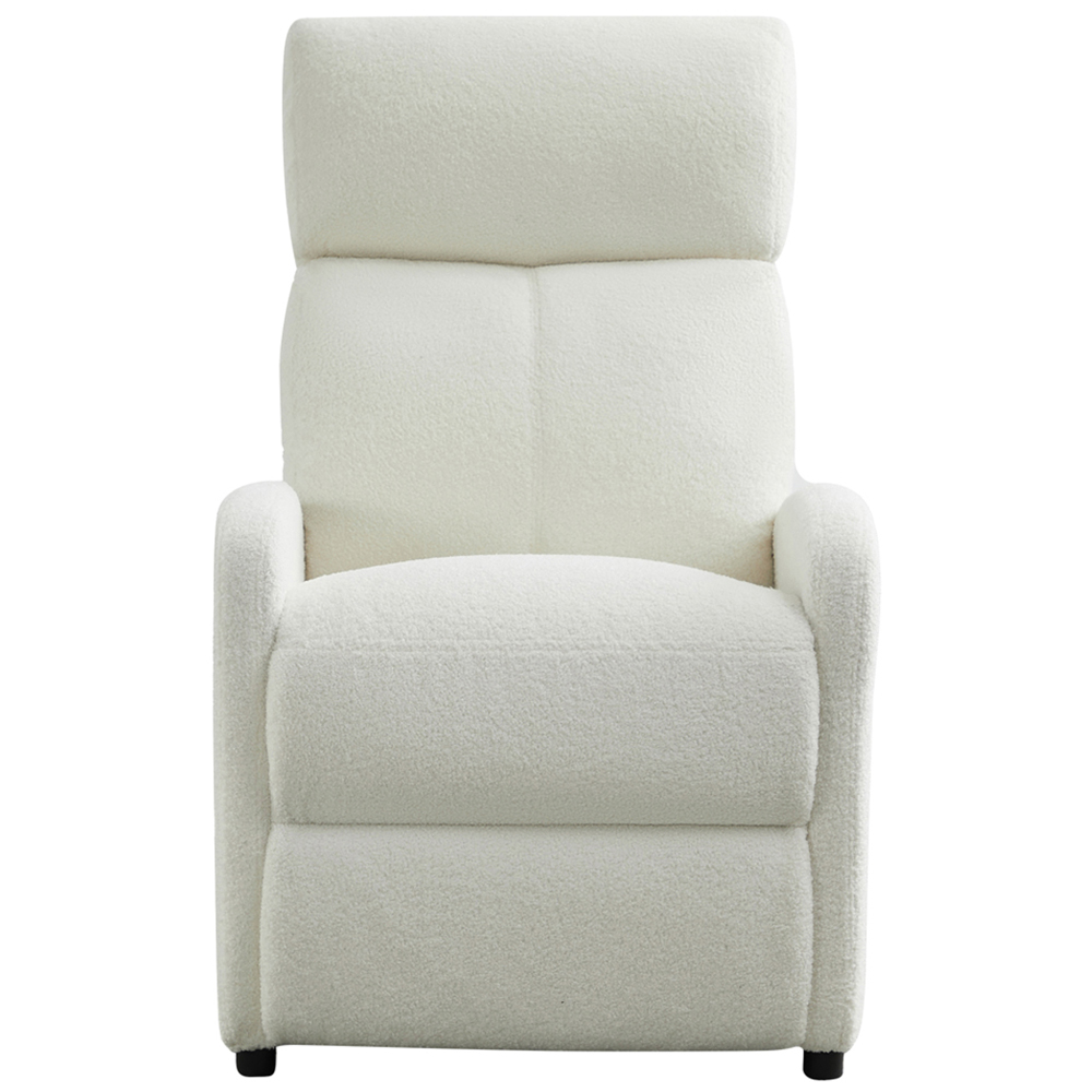 Teddy Fabric Cream and White Recliner Pushback Adjustable Arm Chair Image 2