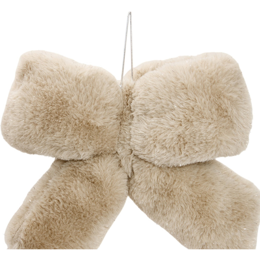 Sparkle Plush Bow Decoration Beige Medium Image 2