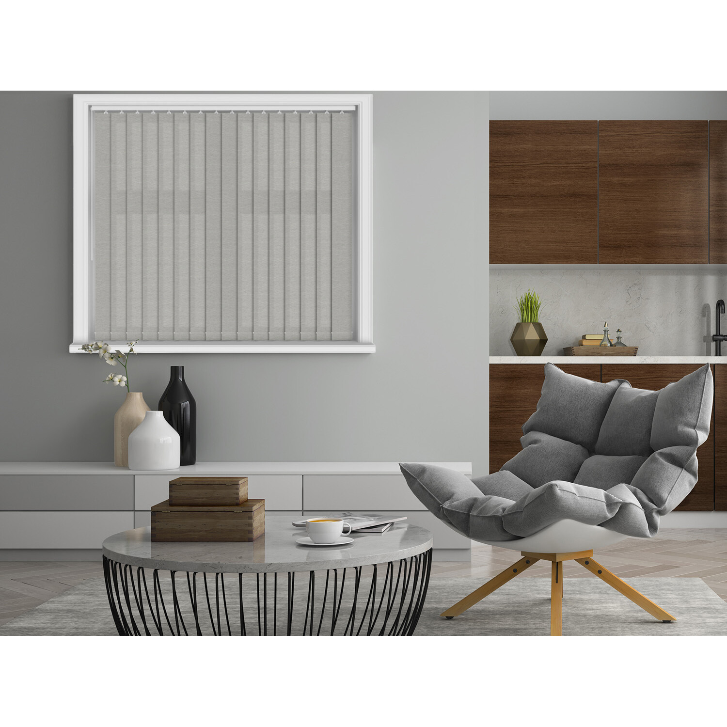 Polyester Vertical Blinds Grey 1.83 x 2.29m Image 6