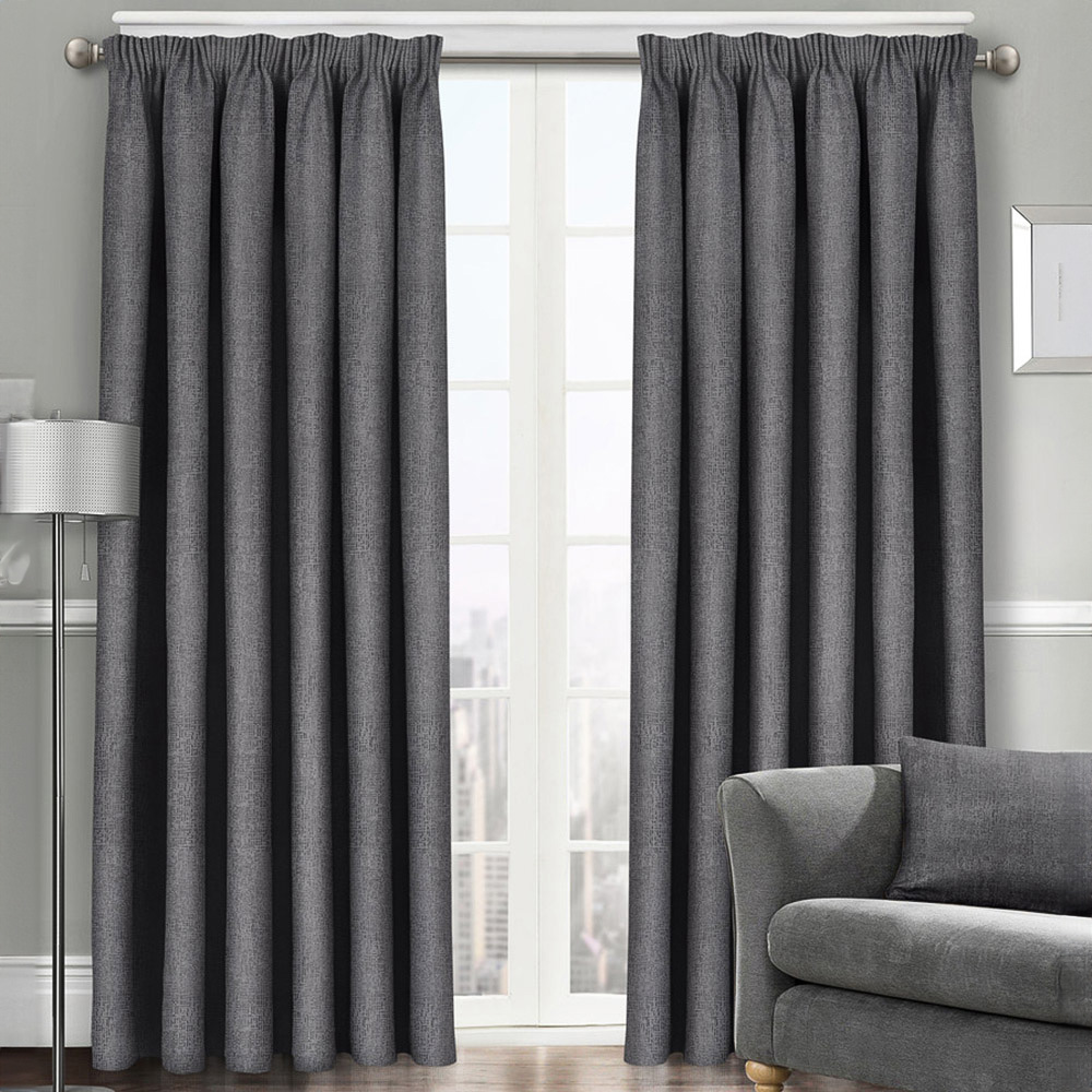 Velosso Westwood Charcoal Tape Top Curtains 168 x 223cm Image 1