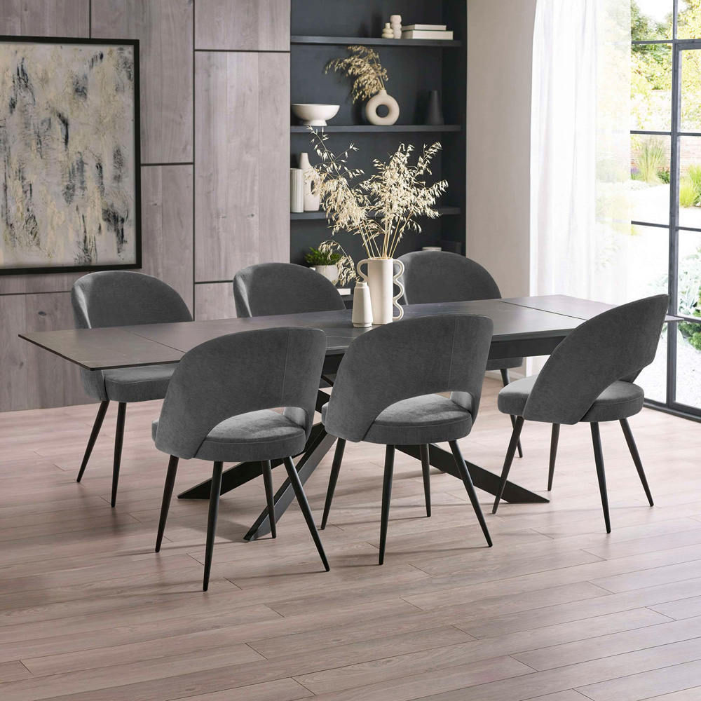 Julian Bowen Osaka 6 Seater 160-240cm Black Graphite Look Ceramic Top Extendable Dining Table Image 7