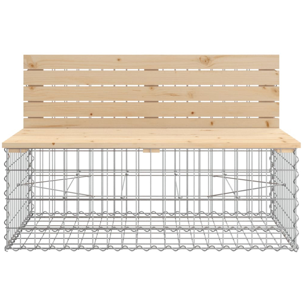 vidaXL Natural Solid Pine Wood Gabion Design Garden Bench 103 x 70 x 65cm Image 2