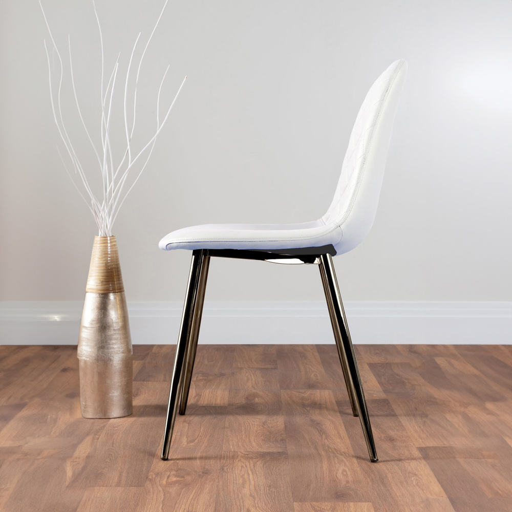 Furniturebox Arona Solara 6 Seater Round Dining Set White and Chrome Image 3