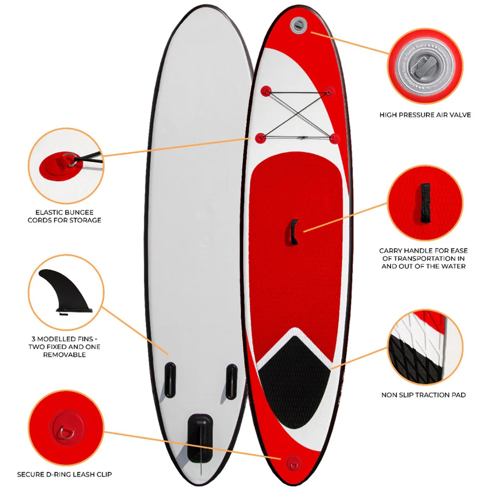 MonsterShop Red Inflatable Paddle Board 10ft Image 4